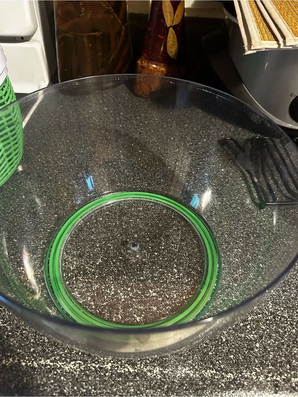 Farberware White and Green Manual Salad Spinner - Countertop Prep Bowl